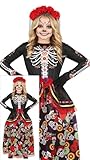 FIESTAS GUIRCA Disfraz de La Catrina - Vestido Largo Elegante y Diadema con Flores para Niñas de 5-6 Años
