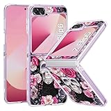 Funda Z Flip 6, compatible con Samsung Galaxy Z Flip 65G, funda ultrafina de silicona suave, [burbujas de color] [flores de mandala] [calavera rosa] funda protectora para Samsung Z Flip 6 5G (calavera