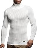 Leif Nelson suéter de Jersey de Punto Fino de Cuello Alto de Punto de los Hombres LN-1670 Color Crudo Large
