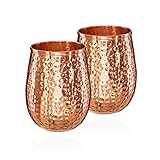 NKlaus 2 vasos de cobre puro 100% Ayuverda, ovalados, Moscow Mule, 500 ml, 11262