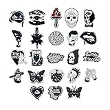 23PCS Fresco Adornos de Zapatos Estilo Negro, Ojo de Calavera Gótico Encantos para Clog Sandalias Pulseras, EMO Gótico Punk CLOG Charms Accesorios, Moda Decoración del Zapato, Regalo de Fiesta