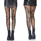 Forhandy 2 pares de medias de serpiente para mujer, sexy, gótica, de malla, color negro, talla única, medias altas para Halloween, fiestas, cosplay, Negro , Talla única