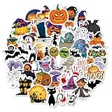 Paquete de 50 calcomanías de Halloween para niños, calcomanías autoadhesivas para fiestas, calabazas de vinilo impermeables, fantasmas, calaveras para truco o trato, manualidades, decoración (50