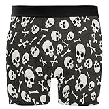 Personalisiert Boxer Hombre Calavera Y Huesos Calzoncillos Hombre Moda Fitted Boxer para Hombre Transpirable Tipo Bóxer Boxers para Uso Diario Ejercicio Running M