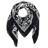 Freak Scene Pañuelo de algodón - Calaveras con telaraña 02 negro - blanco - Pañuelo cuadrado para el cuello