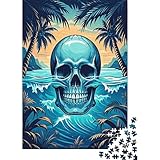 Puzzle Cráneo 1000 Piezas para Adultos Y Niños Juego EduGatoivo De Madera Rompecabezas Calaveras Olas Palmera Decorativo Regalo Ideal 1000pcs (75x50cm)