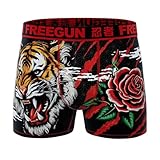 FREEGUN Boxer Hombre Microfibra Cráneo Cabeza de Muerte, Tiger Roses, XL