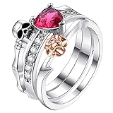 OIDEA Anillos Mujer Plata con Calavera Corazón Circonita, Creativo Personalizar Anillos De Dedo, Talla 52-62, 57 (18.1), Cobre, Zircón
