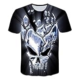 T-shirt Camiseta con impresión digital en 3D mangas cortas calavera brillante hombres y mujeres de verano traje de pareja unisex camiseta de gran tamaño divertida suelta y deportiva de gran tamaño XL