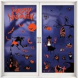 Nepfaivy Pegatinas Halloween Decoracion Ventanas - 9 Hojas Doble Cara Reutilizable Pegatinas Halloween Escaparates, Halloween Stickers Calabaza Calavera Fantasma Murciélago Adornos Halloween para Casa