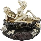 SOAREO Cenicero de resina con calavera humana para decoración de Halloween de miedo, calaveras decorativas, figuras de esqueletos para accesorios de bar, decoración de habitación de fumadores (under)