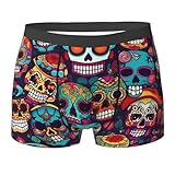 ERTTNT Calzoncillos para hombre con estampado de calaveras de azúcar, ropa interior elástica transpirable para mayor comodidad, Negro -, X-Large