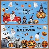 Pegatinas Ventanas de Halloween Reutilizables, Halloween Pegatinas de Ventanas Doble Cara Pegatinas Doble de Dibujos Animados para PVC Pegatinas Electrostáticas（9 hojas, 20 * 30cm)