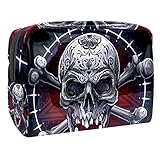 Neceser De Maquillaje Calavera Anillo Bolsa De Maquillaje Organizador Grande para Mujeres 18.5x7.5x13cm