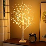 Fivtsme Lámpara de Árbol Bonsai, 144 Leds Lámpara de Mesita de Abedul Blanc, Alambre de Cobre Ajustable, Decoración del Hogar, Lámpara para Fiesta Boda Decoraciones