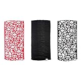 Oxford Comfy Neck Warmers pasamontañas de la Calavera (Pack de 3) – Negro/Rojo/Blanco, Talla única