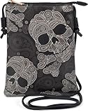 styleBREAKER Mini Bolsa de hombro para damas con estampado de calavera Paisley, Bolsa de hombro, Bolso, Bolsa 02012365, color:Negro-Blanco