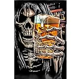 DCIDBEI 40x50CM Redondo Diamond Painting Calavera y Cerveza, Punto de Cruz Diamante Cráneo Para Adultos, DIY Puzzle Diamante Gótico, Cristal Art Niños Decoración Pared Interior Con Herramientas