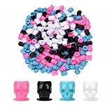 ATOMUS 200 vasos desechables de tinta para tatuaje, tapas de pigmento de tatuaje de calavera, tapas permanentes de maquillaje para sostener accesorios de tinta de tatuaje (calavera mixta)