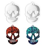 Nifocc Molde de silicona de calavera con cabeza fantasma llavero encantos de resina epoxi moldes de fundición con agujero para hacer manualidades de bricolaje - gris 2 piezas