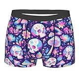 Boxer Shorts Hombre Dibujo Animado De Calavera Arcoíris con Forma De Hongo Calzoncillos Boxer Cómodos Antirollo Boxers Underwear para Dormir Uso Diario XL