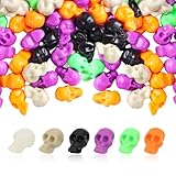 Kotkiddy 100 minicabezas de cráneo, figuras en miniatura, multicolor pequeñas, de plástico, realistas, para Halloween, esqueleto, accesorios para fiesta, bar, mesa de casa (6 colores)