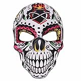 THINCAN Máscara espeluznante con estampado de calavera, día de los muertos mexicano, máscara de disfraz de Halloween, accesorio de disfraz de Halloween