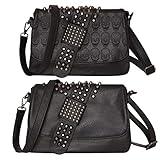 Ro Rox Bandolera Danika Mujer Tachuelas Hombro Punk Gótico PU, Negro, Talla única