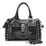 Chikencall Bolso de piel con diseño de calavera para mujer con remaches góticos, color Negro, talla Talla única
