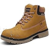 Botas de Nieve Hombre Mujer Cálido Botines Planas Invierno Zapatos Impermeables Senderismo Zapatillas Confortables, Marrón, 37 EU