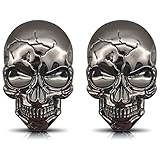 2 Pcs Etiqueta Engomada Motocicleta Coche Metal 3D Calcomanías Calavera Pegatinas Auto Parachoques Cráneo Etiqueta Engomada Vehículo Demonios Vinilo Decorativo Calavera Etiqueta Refrigerador (Negro)