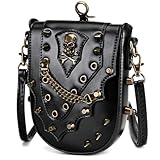 Elegante bolso cruzado de piel con diseño de calavera punk para mujer, con correa ajustable, para viajes y fiestas, estilo gótico