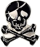 GBJUK Pin de solapa esmaltado con calavera negra y huesos cruzados con cierre de mariposa en la parte trasera, Width: 25mm x Height: 21mm, Metal, 0
