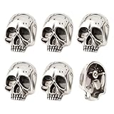 PH PandaHall 6 broches góticos de calavera, alfileres de cabeza de esqueleto para pecho, pines de calaveras de plata envejecida, estilo punk, pines de insignia de calavera, pines de solapa para ropa