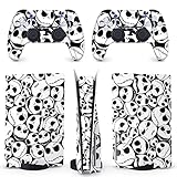 BelugaDesign PS5 Skulls Skin | Juego completo de calcomanías de vinilo góticas de Halloween y Navidad Pesadilla | Compatible con Sony Playstation 5 (estándar PS5, blanco negro)