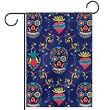 Bandera vintage de jardín de 12 x 18 pulgadas con diseño de calavera de México, de doble cara, para decoración de granja al aire libre, banderas de vacaciones, para primavera, bienvenida, verano
