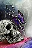 TWYYDP Puzzle Adulto 1000 Piezas Calavera Mariposa Colección De Arte De La Familia