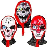 Qpout 3 piezas Máscaras de Miedo de Halloween para adultos/niños, Máscara de calavera para cosplay, fiesta de disfraces de Halloween, máscara de miedo, barra de horror, máscara anónima