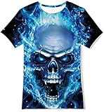 Goodstoworld 3D Camisetas Niño Niña Manga Corta Verano Gracioso T-Shirt Personalizada Calavera Azul Camisetas Tees 6-8 Años