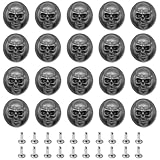 Niuhong 20 Pcs Remaches Cabeza Calavera Remaches Botón 3D Remaches Huecos Cuero Metálicos Decorativos Punk Elaboración Caracoles Bolsos Cinturón Ropa Accesorios Artesanía Cuero DIY (B)