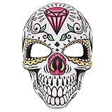 eBoutik - Máscaras de disfraz de calavera de azúcar mexicano para Halloween - Disfraz de calavera de azúcar para mujeres, hombres y niños (diamante)