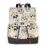 Jbyjbx Mochila de piel con estampado de calavera mexicana para mujer, elegante, bolsa de hombro, segura, para viajes, a la moda, color negro, talla única, Negro, talla única
