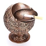 BTSKY Cenicero Vintage Resistente al Viento con Tapa, Diseño de Castillo Clásico, Cenicero de Mesa para Cigarrillos, para Uso en Interiores y Exteriores, Decoración de Hogar y Oficina Cobre Rojo