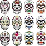 12 Máscaras De Calavera De Azúcar Del Día De Los Muertos, Máscara Mexicana De Halloween Con Huesos Completos Para Adultos Unisex, Festivales De Halloween, Suministros De Disfraces Para Fiestas,