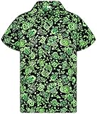 V.H.O. Funky Camisa-Hawaiana, Manga-Corta, Skull, Verde, L