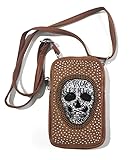 Bolso Pequeño Mujer Tachuelas - Bolsos para Movil Calavera - Bolso Bandolera Punk Gótico Negro -Bolso Mujer Rock - Bolso Estilo Motero