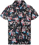 V.H.O. Funky Camisa-Hawaiana, Manga-Corta, Skull, Negro, XS