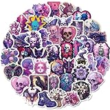 50 calcomanías de calavera gótica para Halloween, calcomanías de vinilo de terror morado con esqueletos, brujas, flores y elementos espeluznantes para laptop, diario, botella de agua, monopatín, casco