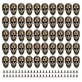 50 Juegos de Remaches de Calavera, Remache de Cabeza de Calavera Punk, Remache Rápido de Calavera de Metal, Estilo Gótico, Hermosos Accesorios de Remache de Moda para Hacer Zapatos,(Bronce)
