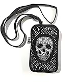 Bolso Pequeño Mujer Tachuelas - Bolsos para Movil Calavera - Bolso Bandolera Punk Gótico Negro -Bolso Mujer Rock - Bolso Estilo Motero